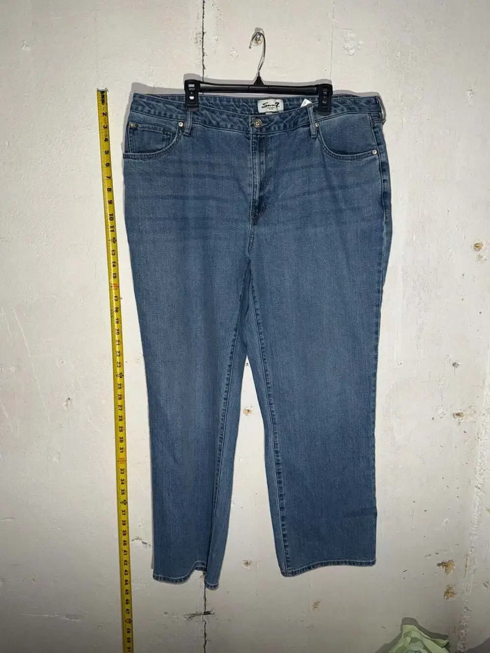 Seven7 Women's Plus Size Straight Leg High Rise Blue Denim Jeans - Picture 2 of 3